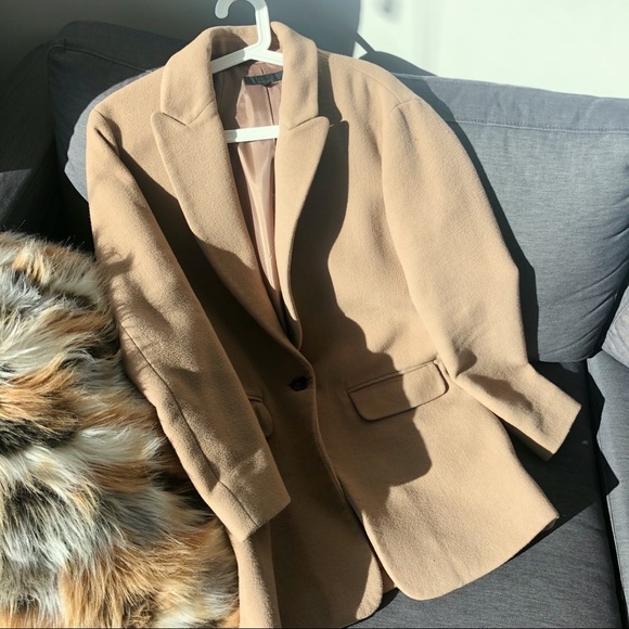 SOLD Uniqlo Women Wool Camel Coat / Blazer Size M - Picture 7 of 8